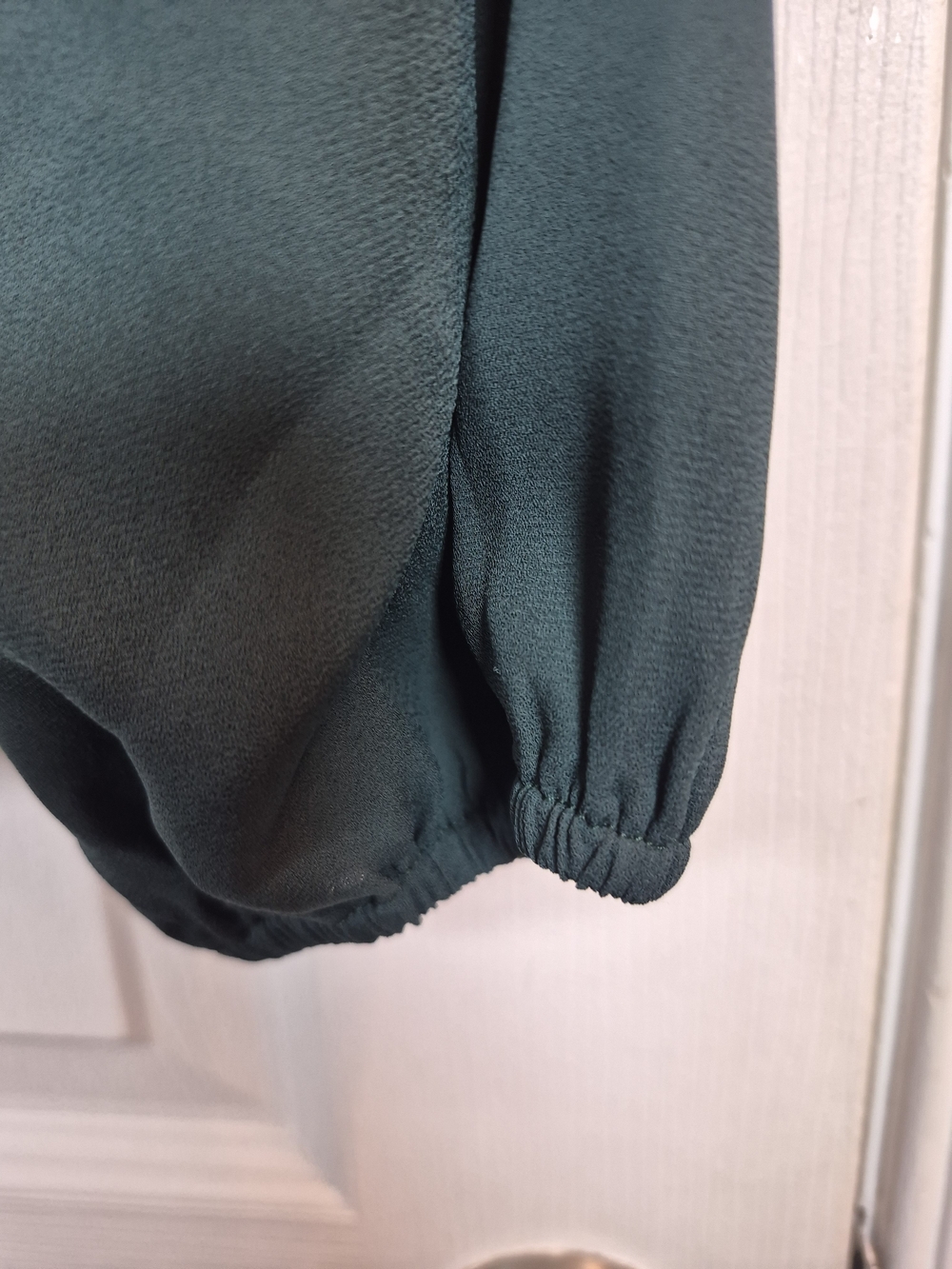 EXPRESS Dark Forest Green Crochet Lace Boho Lace-Up Blouse Top Small - Picture 5 of 7